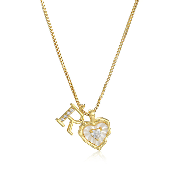 Heart-shaped letter pendant necklace