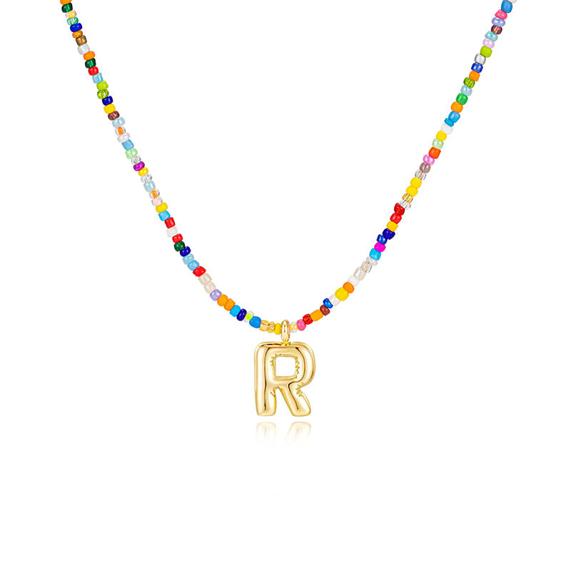 26-letter colorful beaded clavicle chain
