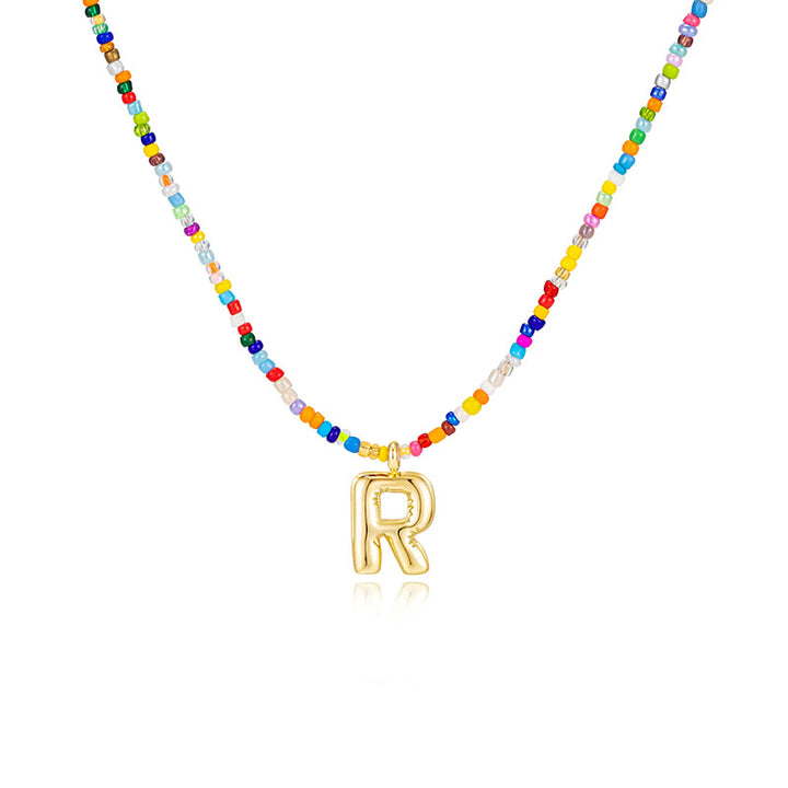 26-letter colorful beaded clavicle chain
