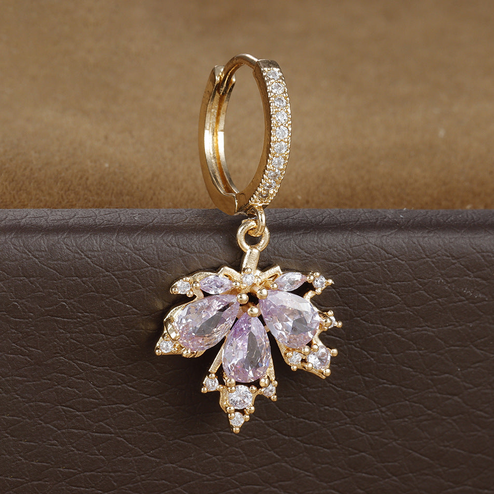 Maple Leaf Gemstone Drop Earrings