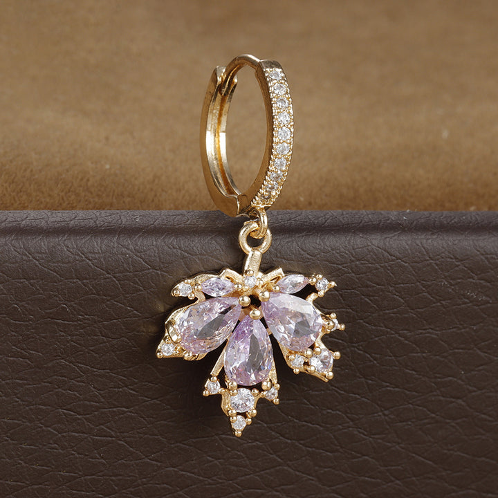 Maple Leaf Gemstone Drop Earrings