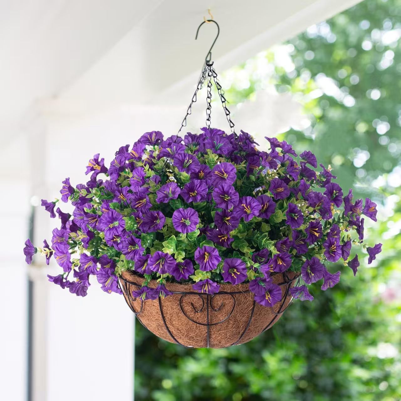 Outdoor Hanging Faux Flowers for Patio and Porch Decoration
