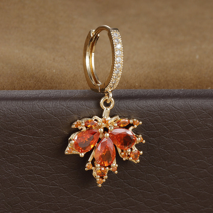 Maple Leaf Gemstone Drop Earrings