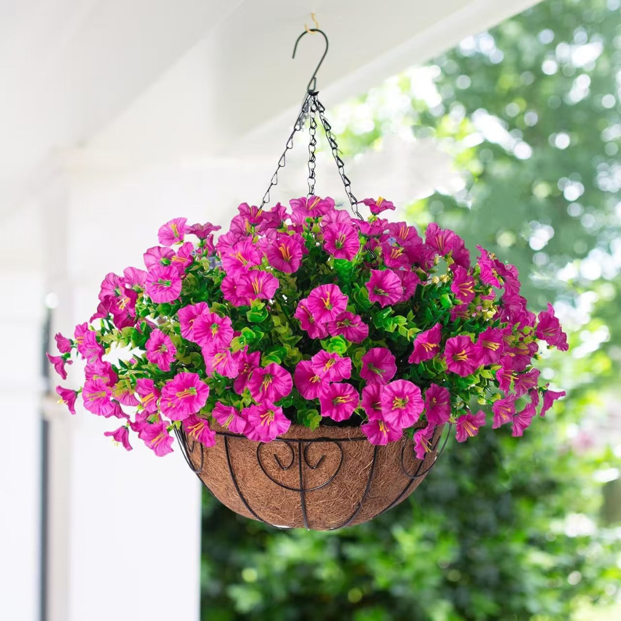 Outdoor Hanging Faux Flowers for Patio and Porch Decoration