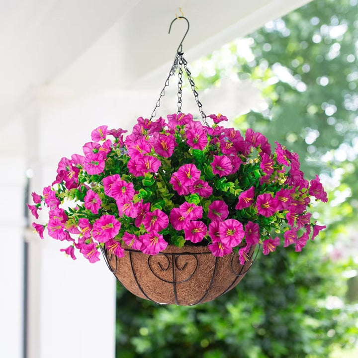 Outdoor Hanging Faux Flowers for Patio and Porch Decoration