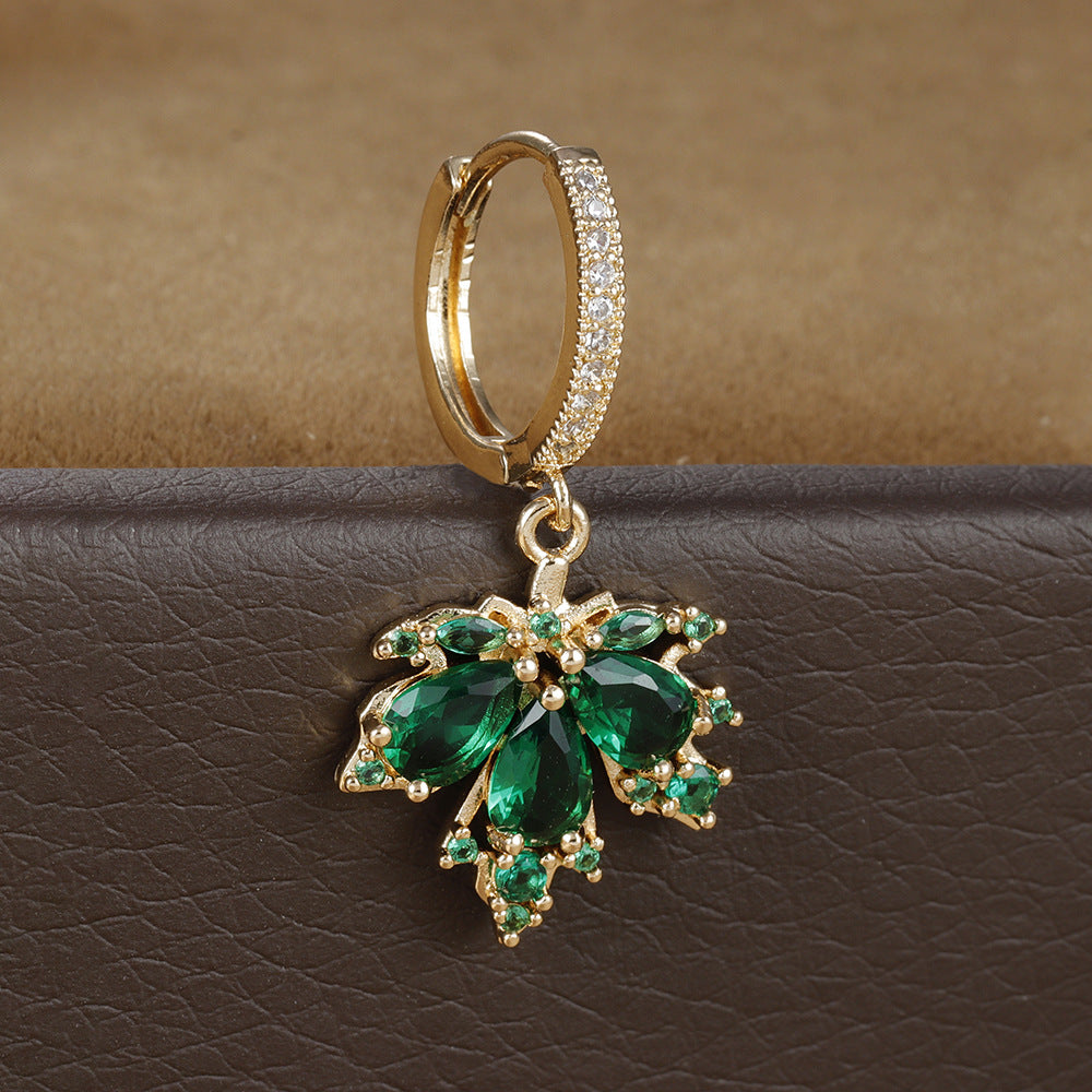 Maple Leaf Gemstone Drop Earrings