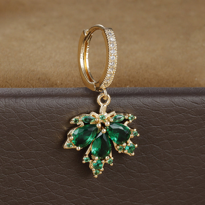 Maple Leaf Gemstone Drop Earrings