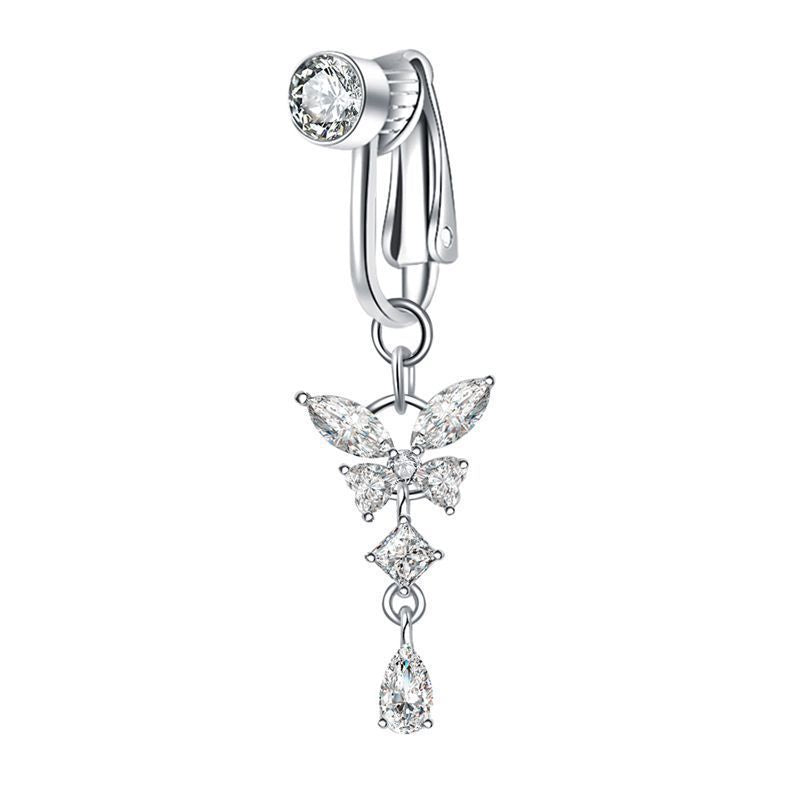 Non-piercing clip-on navel ring
