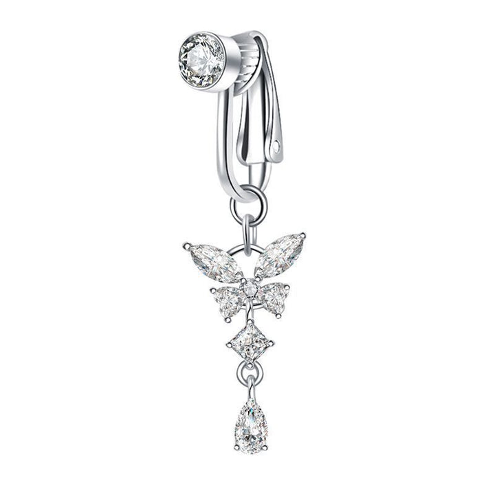 Non-piercing clip-on navel ring