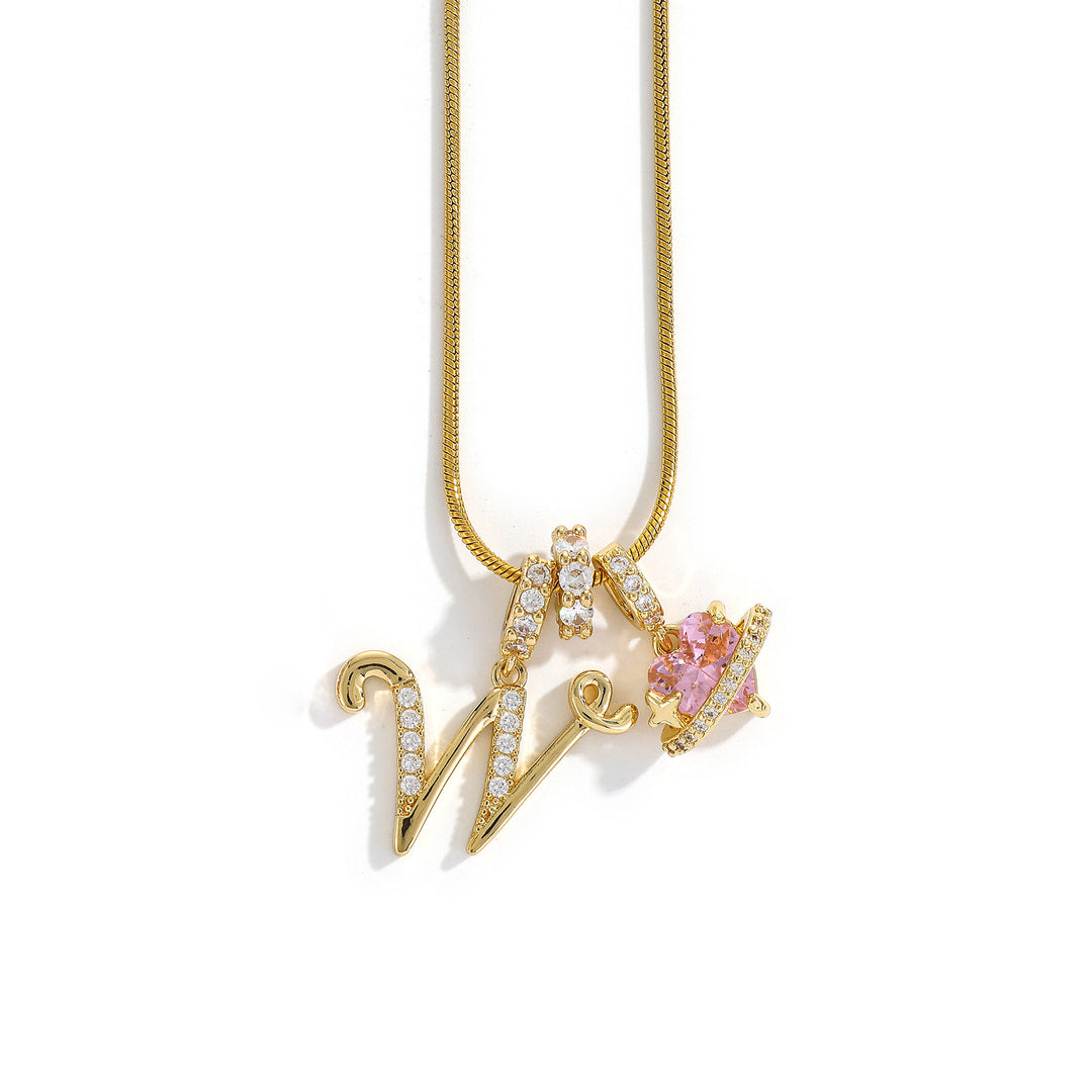 Alphabet Heart Pendant Necklace