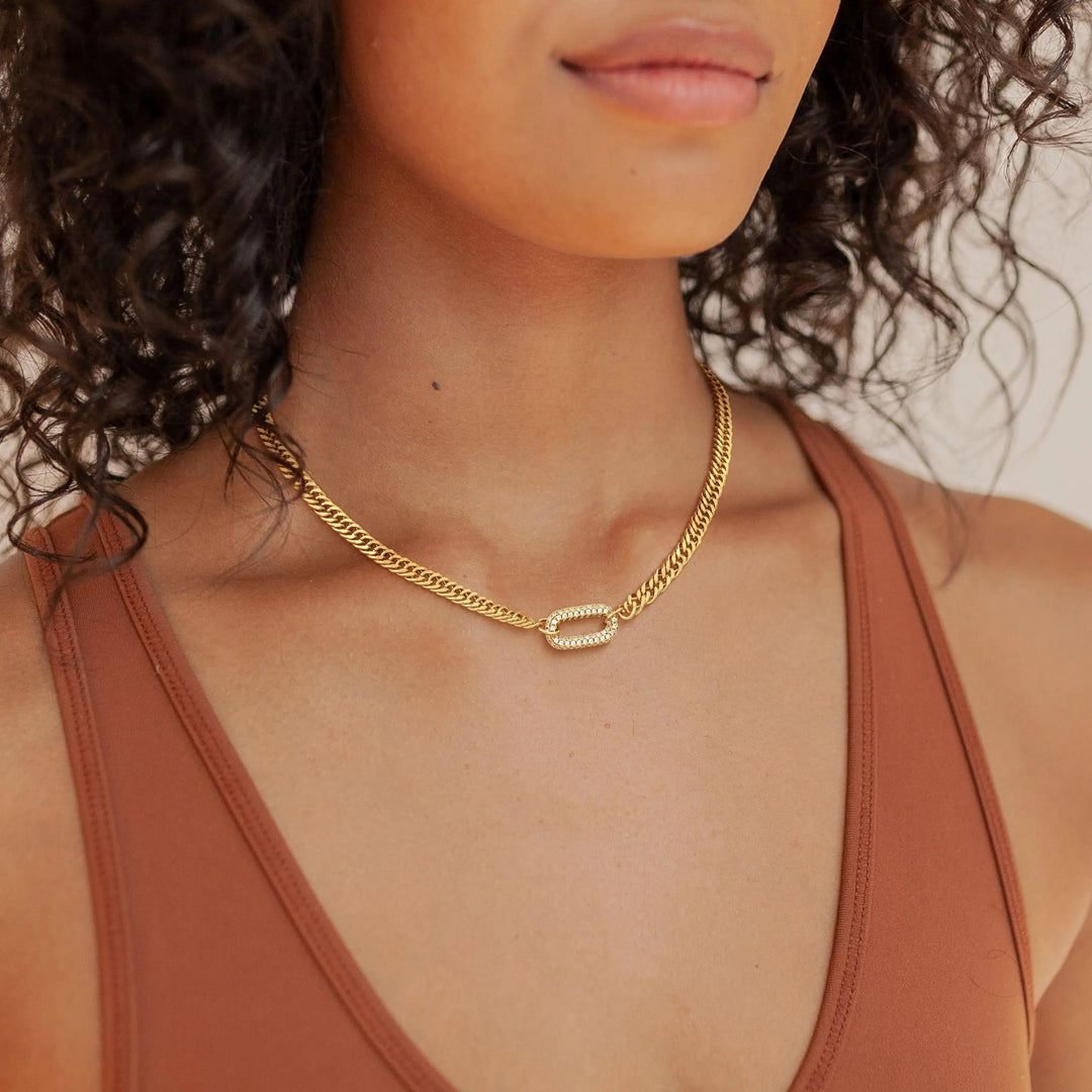 Diamond-set pendant Cuban chain