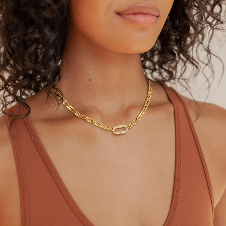 Diamond-set pendant Cuban chain