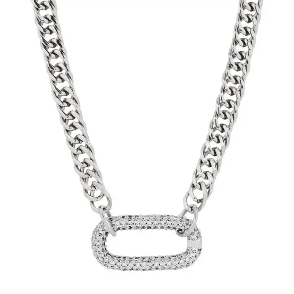 Diamond-set pendant Cuban chain