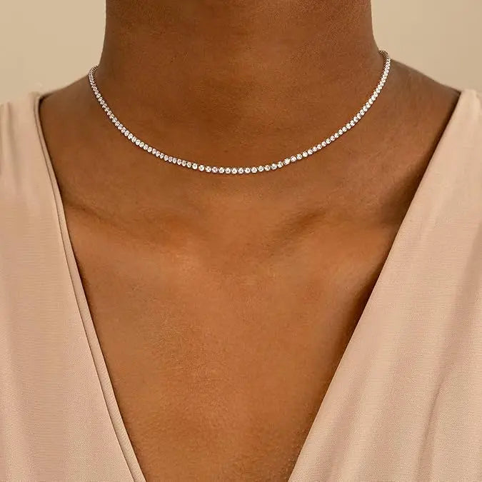 Full-diamond collarbone necklace