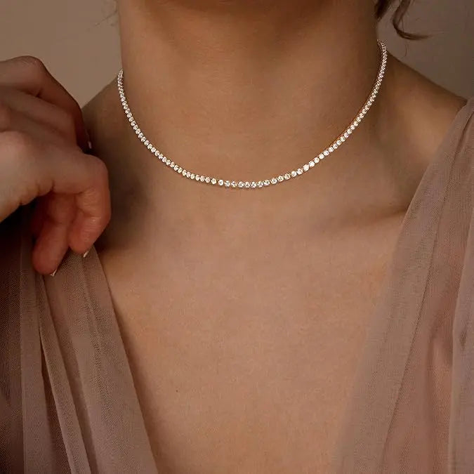 Full-diamond collarbone necklace