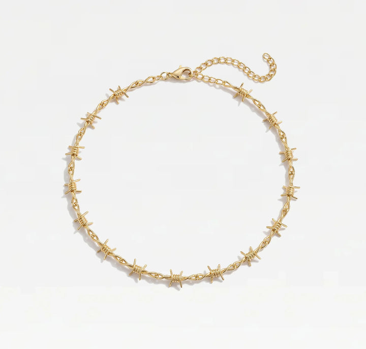 18K Gold Plated Barbed Wire Choker