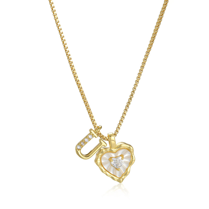 Heart-shaped letter pendant necklace