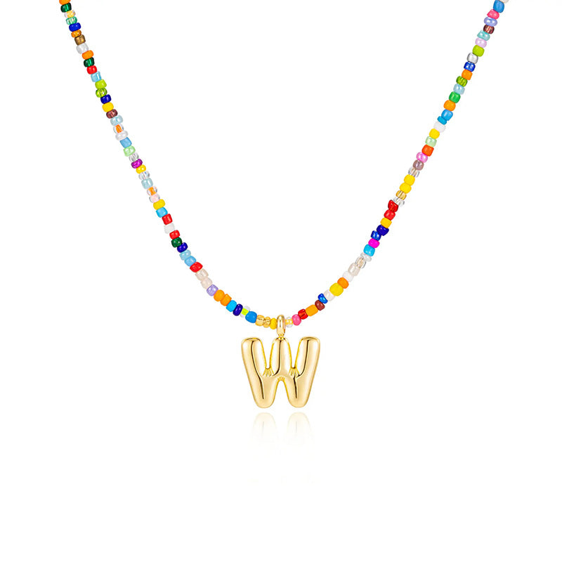 26-letter colorful beaded clavicle chain