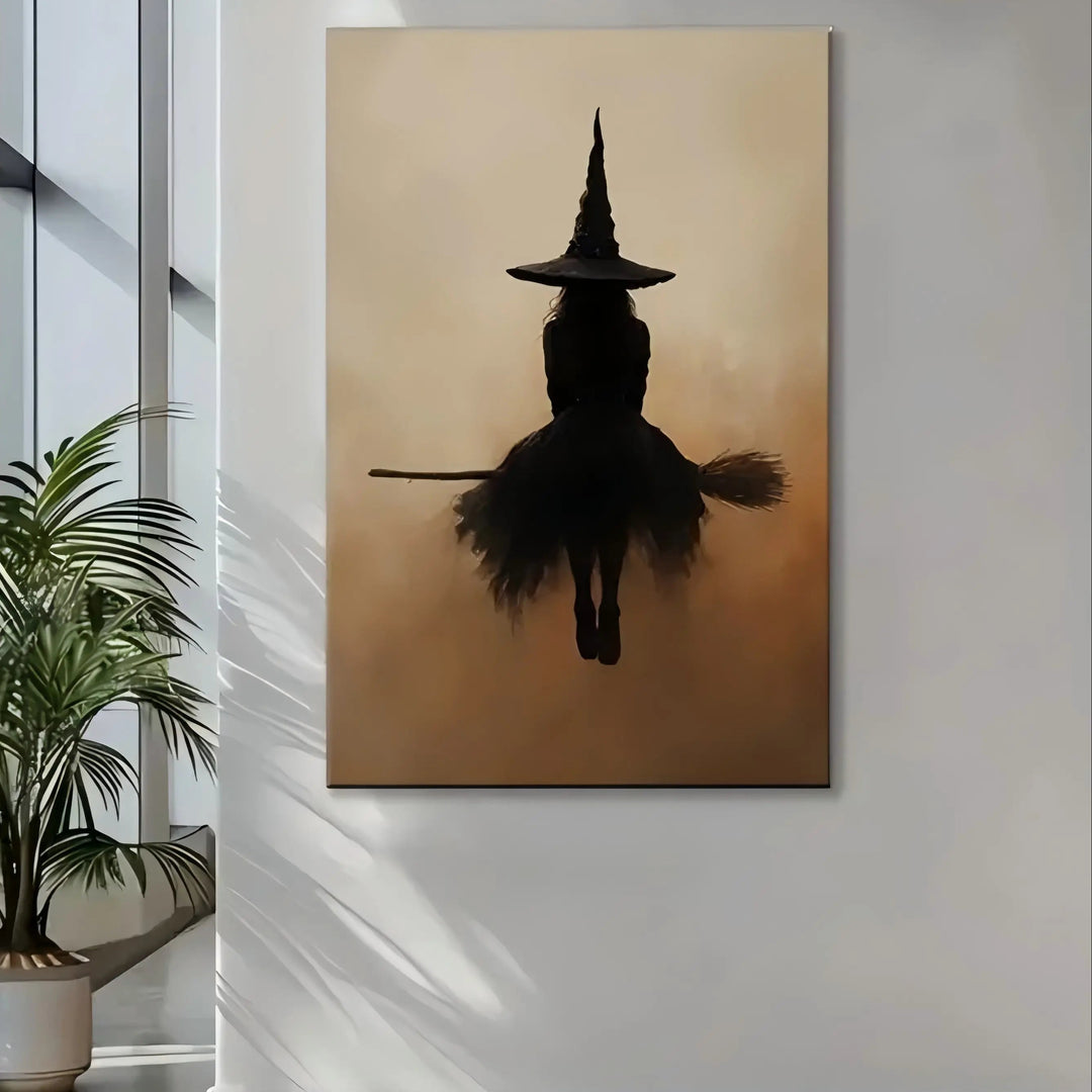 Flat-style Halloween witch decorative art