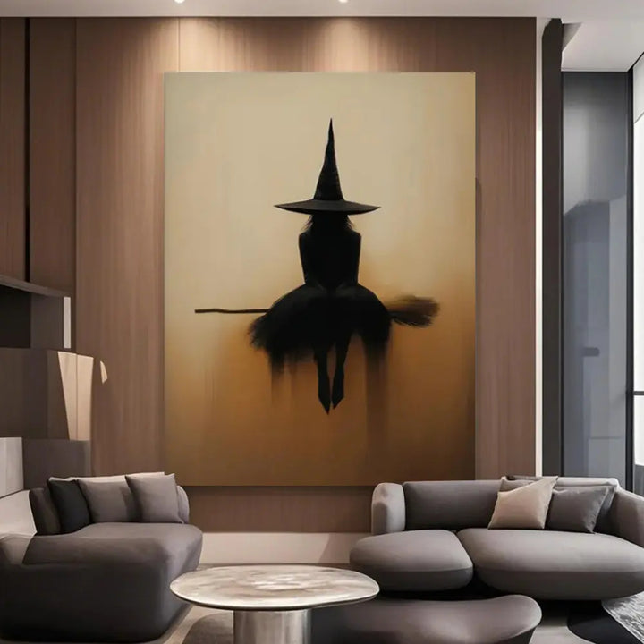 Flat-style Halloween witch decorative art