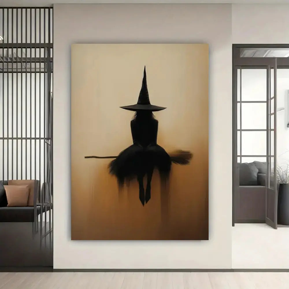 Flat-style Halloween witch decorative art