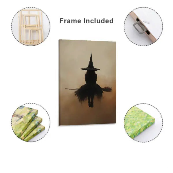 Flat-style Halloween witch decorative art