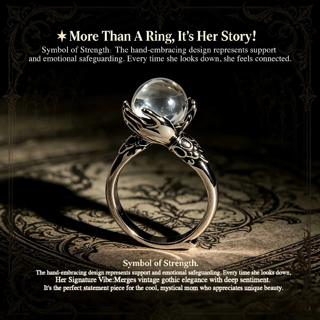 Crystal Ball and Bead-Wrapped Ring