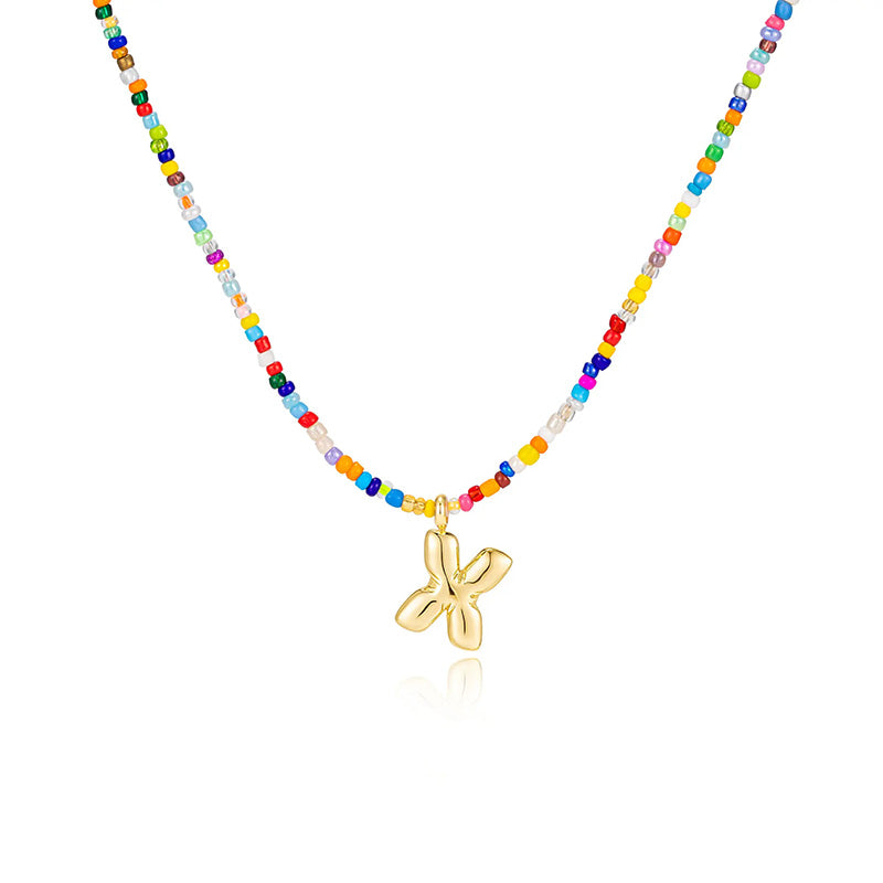 26-letter colorful beaded clavicle chain