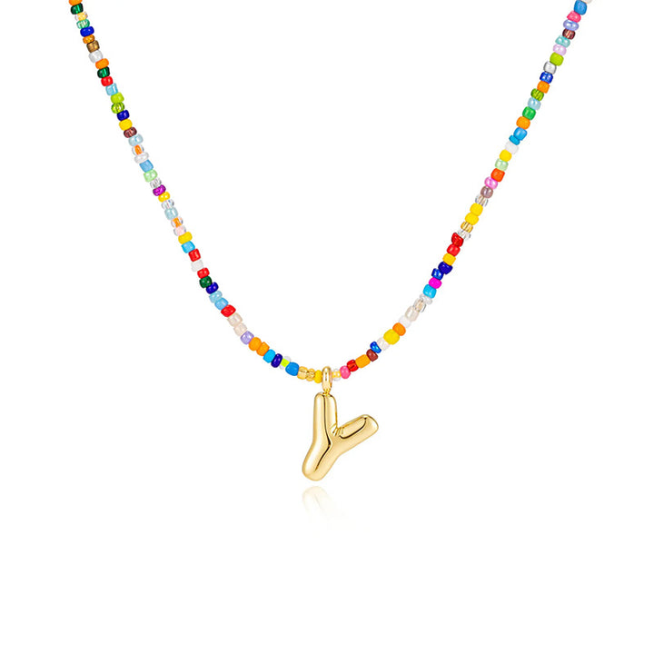 26-letter colorful beaded clavicle chain