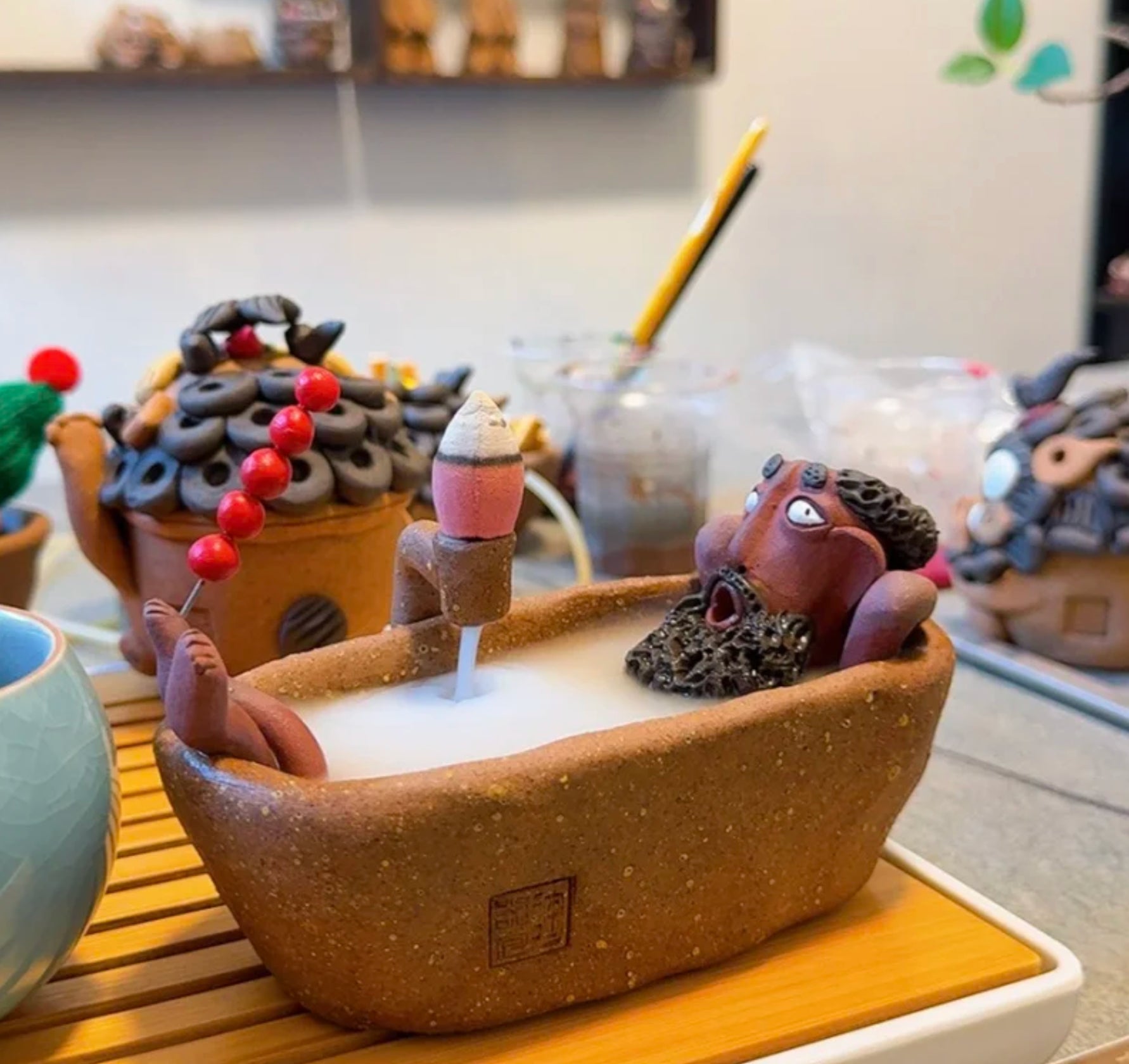 Handmade Incense Burner with Quirky Designs.