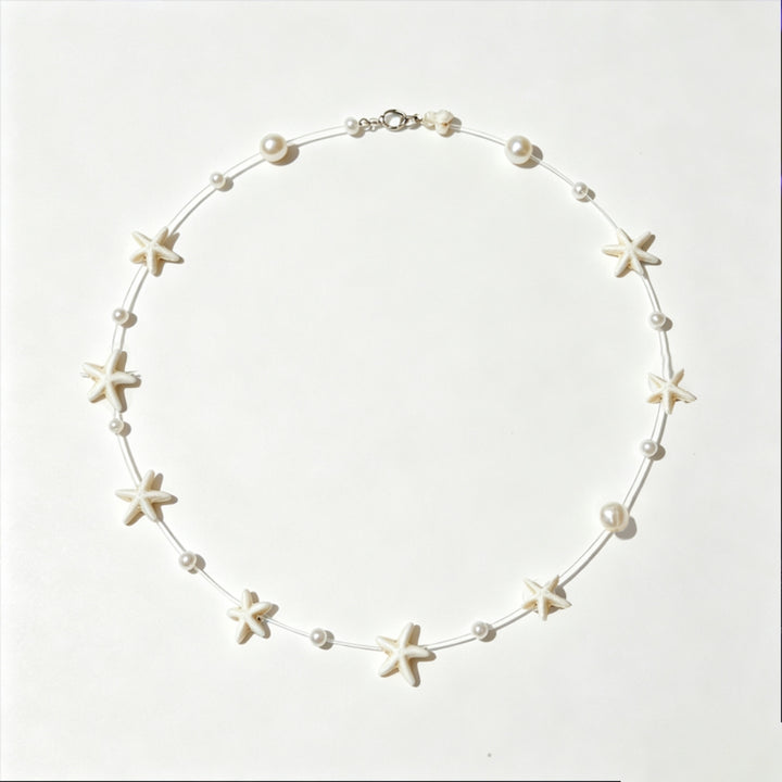 Starfish and Pearl Collarbone Necklace