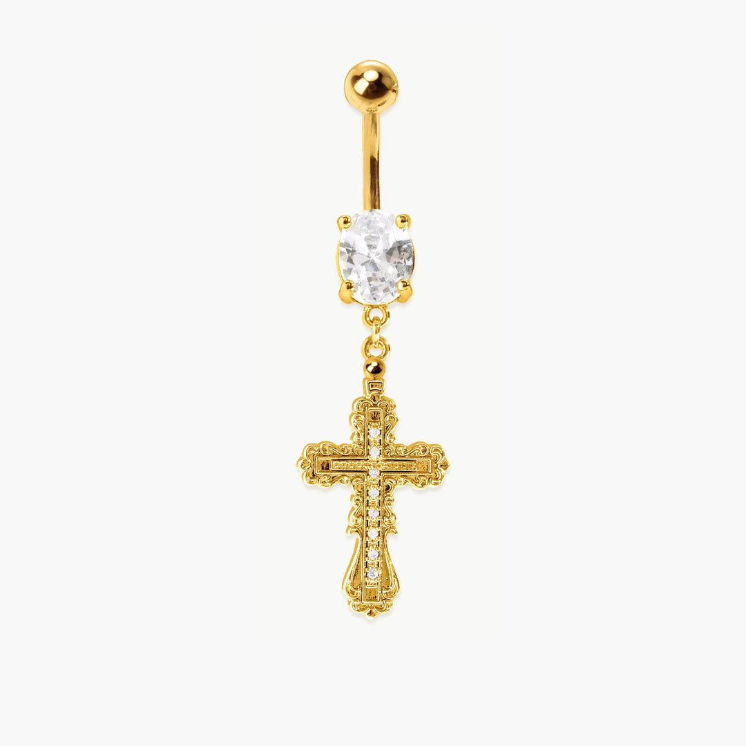Cross-motif navel ring