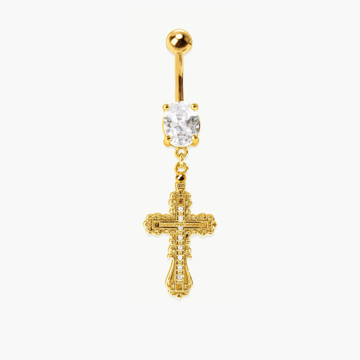 Cross-motif navel ring