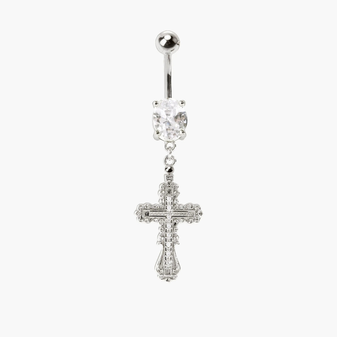 Cross-motif navel ring