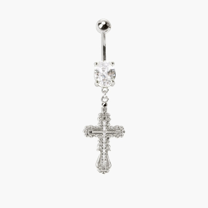 Cross-motif navel ring