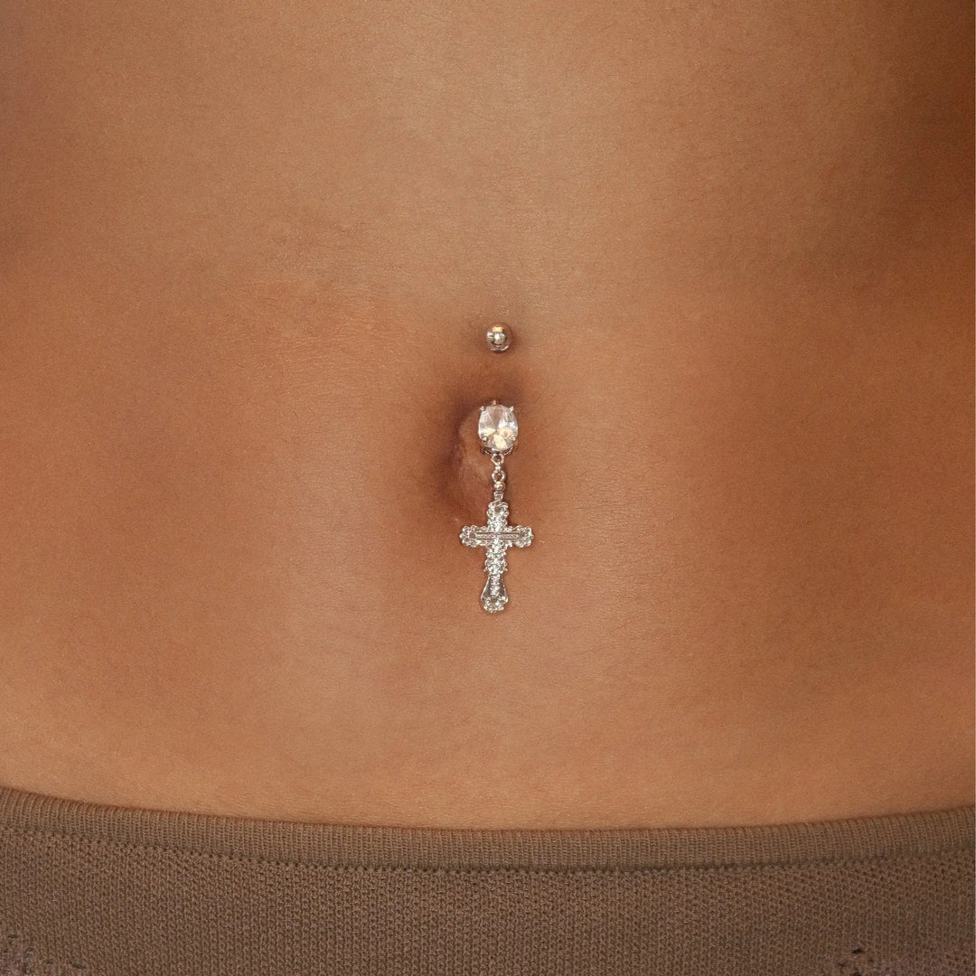 Cross-motif navel ring