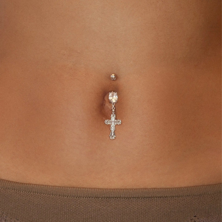 Cross-motif navel ring