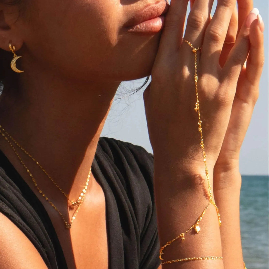 Bohemian-style star and moon bracelet