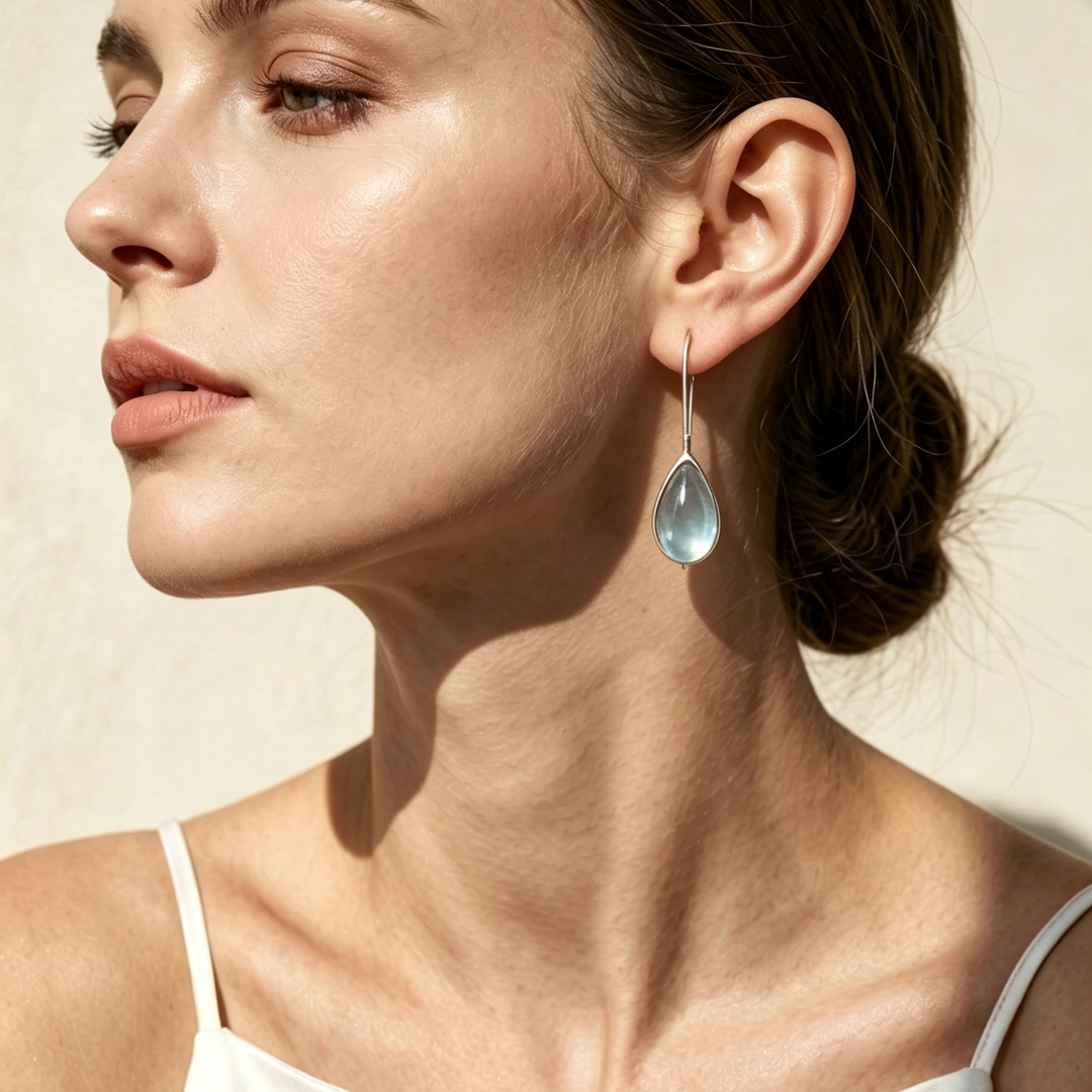 Sea-blue teardrop earrings