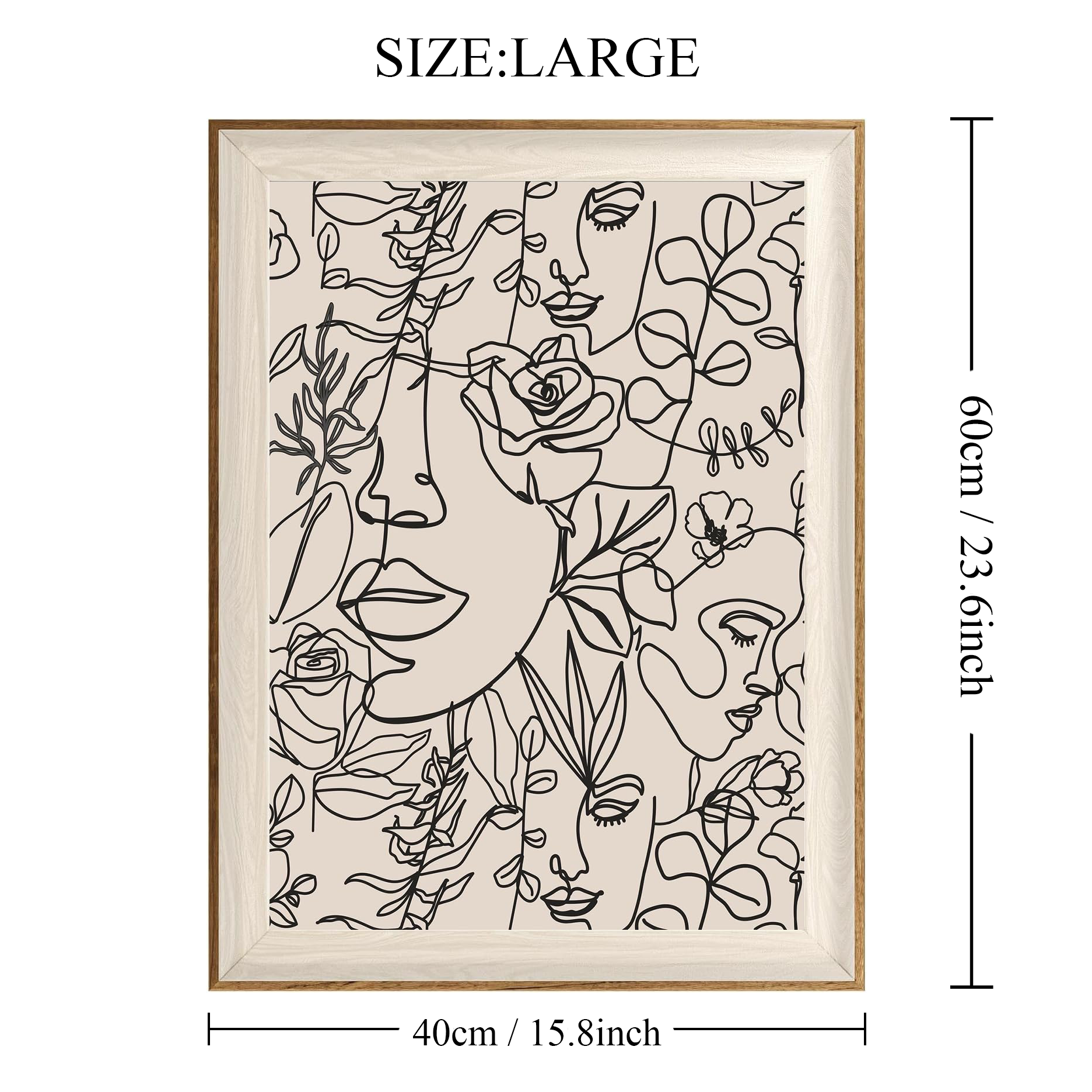 Bohemian Women Floral Line Art Wall Painting
