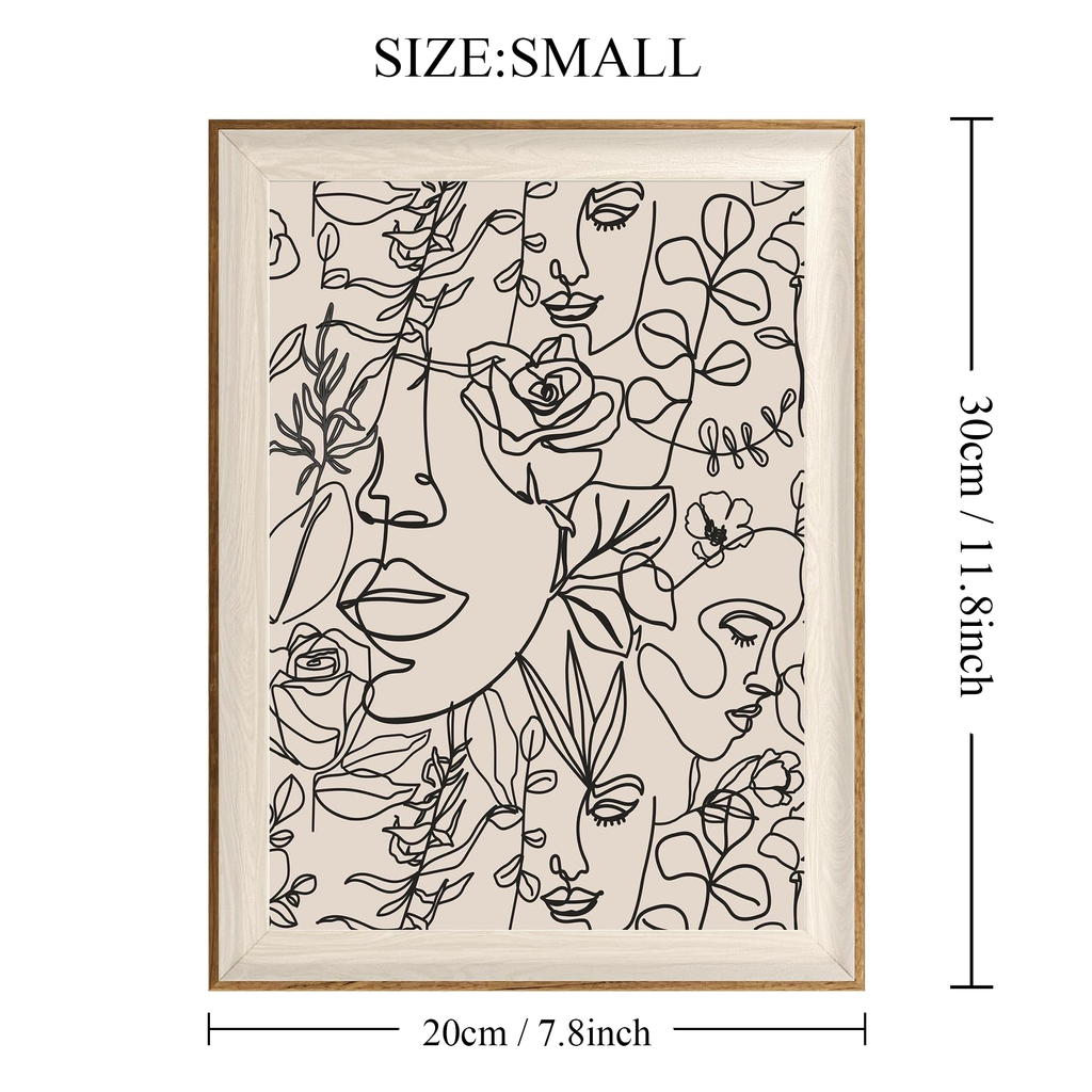 Bohemian Women Floral Line Art Wall Painting