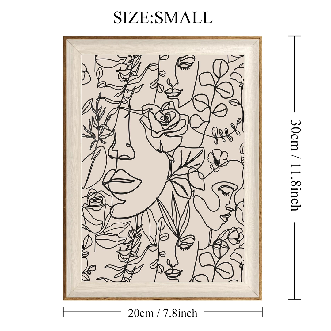 Bohemian Women Floral Line Art Wall Painting