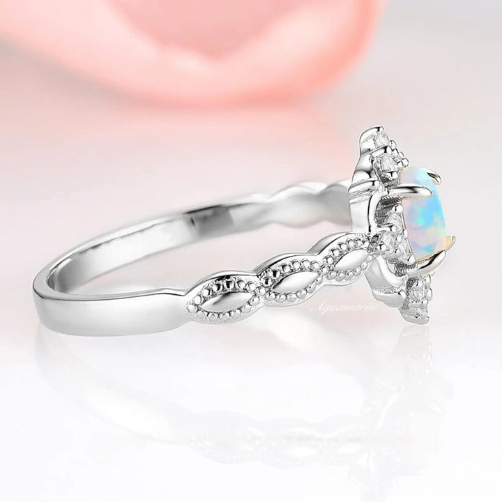 Natural pink ice crystal ring