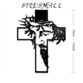 Black Metal Jesus with Crown of Thorns Cross Metal Wall Decor